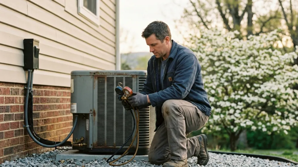 HVAC outdoor condenser unit detail